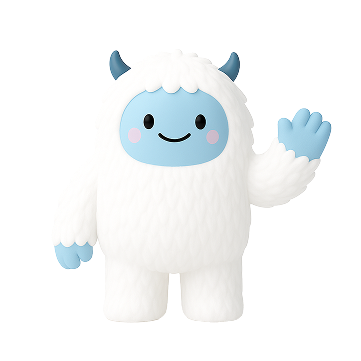 Friendly waving yeti