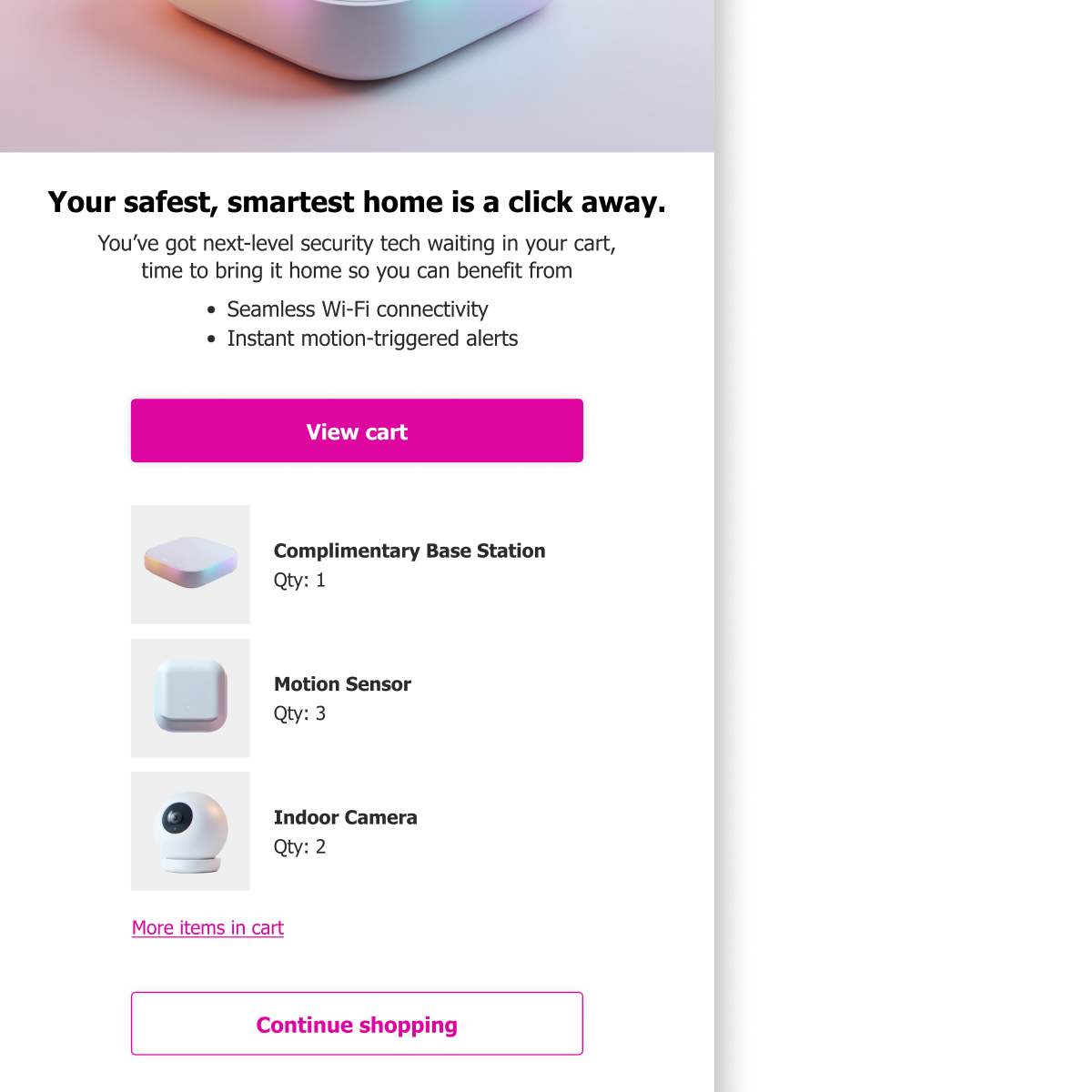 Email redesign with personalised cart reminder
